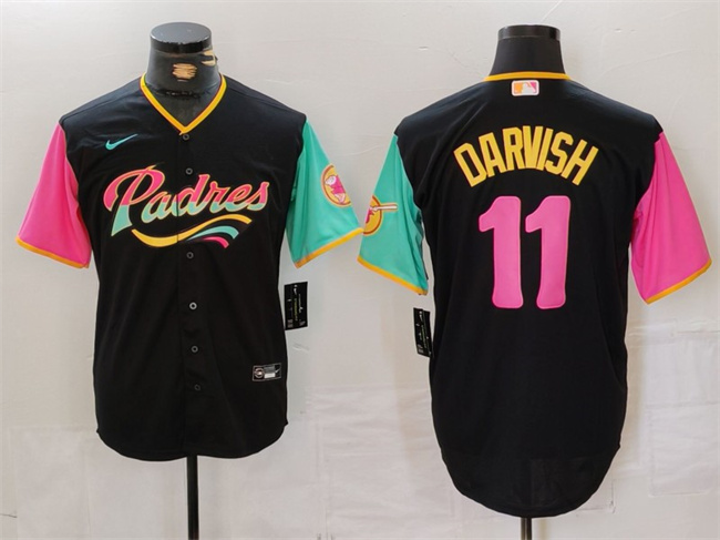 Men's San Diego Padres #11 Yu Darvish Black City Connect Cool Base Stitched Baseball Jersey